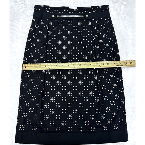 VDP Collection Black Floral Eyelet Cotton Rhinestones Pencil Midi Skirt Sz 6/42 - Picture 10 of 16